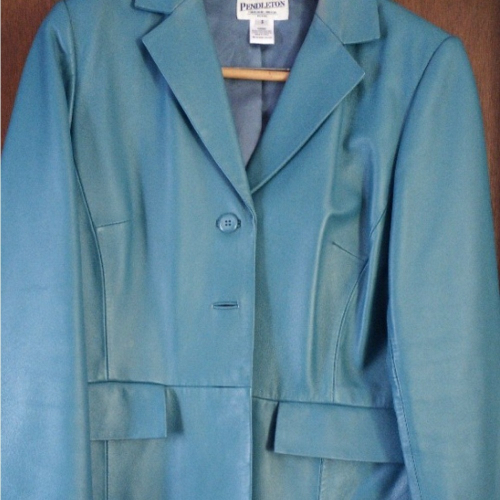 Vintage Pendleton Women's Teal Leather Jacket